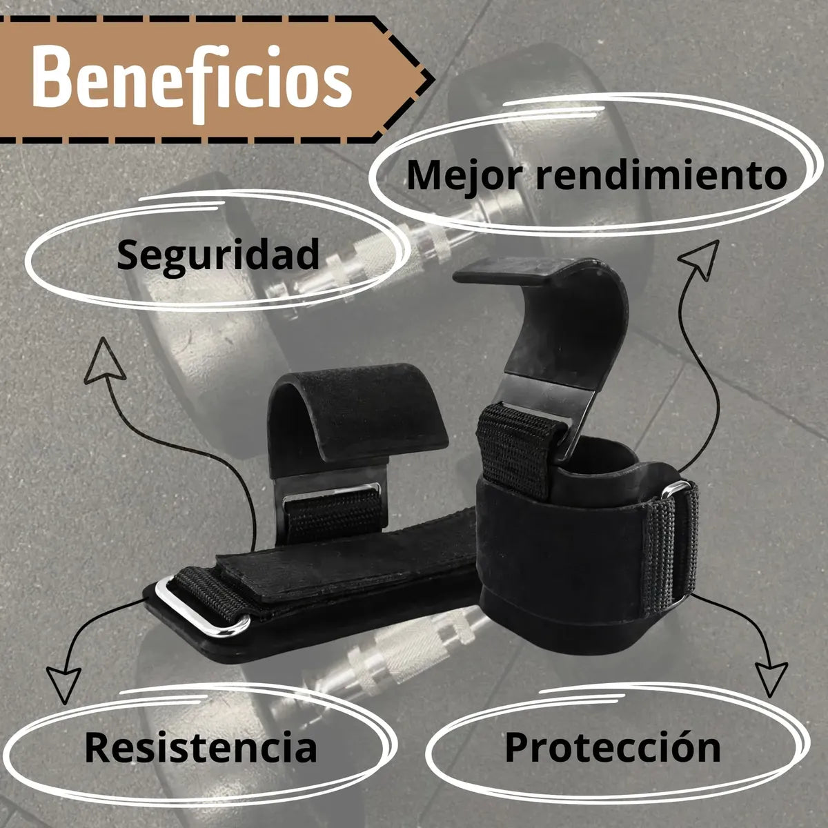 Gancho Correas Levantamiento Straps Gym