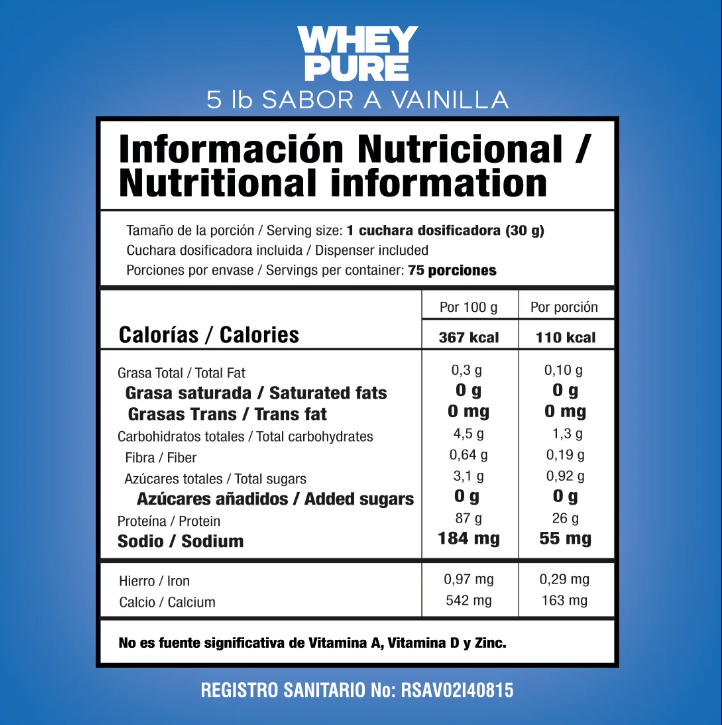 Whey Pure Proteina Limpia 5 lb